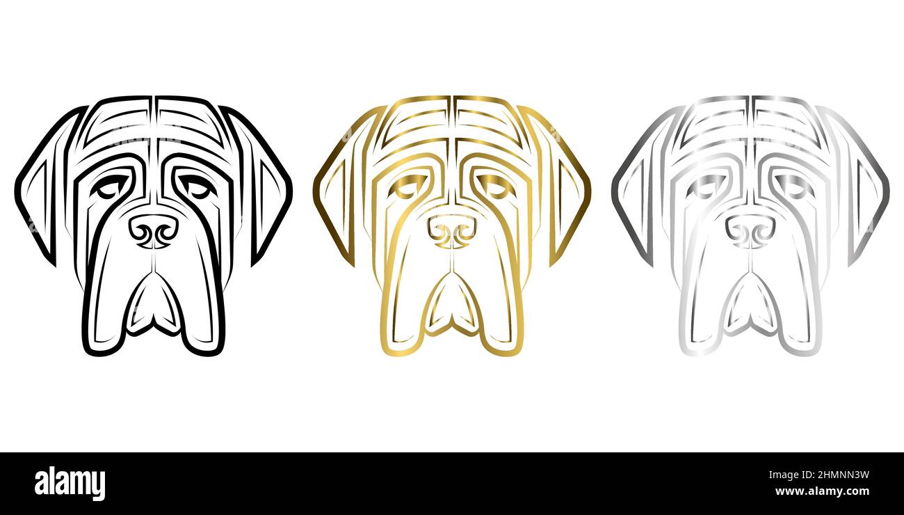 Art de la ligne de la tête de chien Mastiff anglaise. Bon usage pour symbole, mascotte, icône, avatar, tatouage, T-shirt, logo ou tout autre motif que vous voulez. Illustration de Vecteur