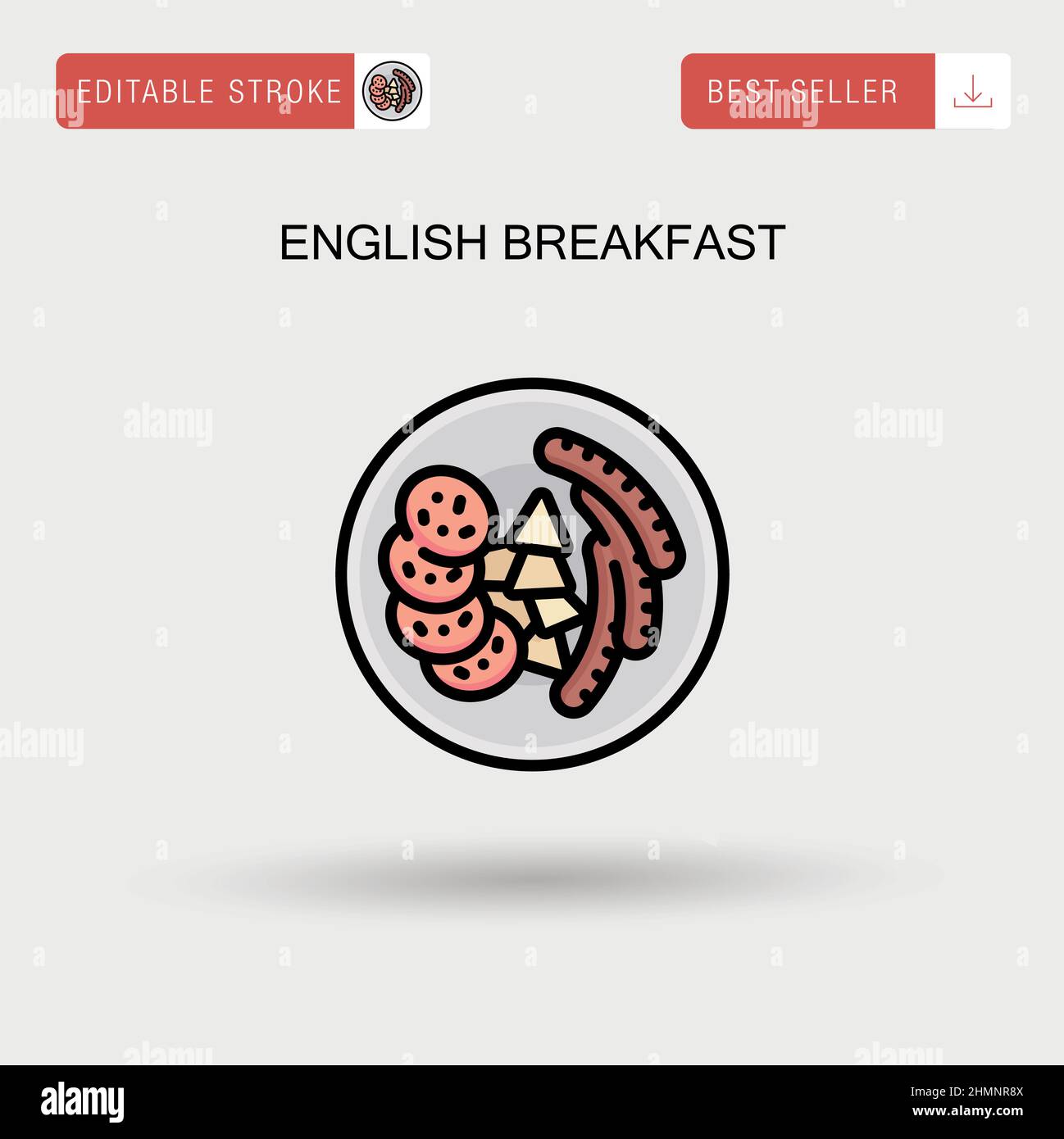 Petit déjeuner anglais simple icône vectorielle. Illustration de Vecteur