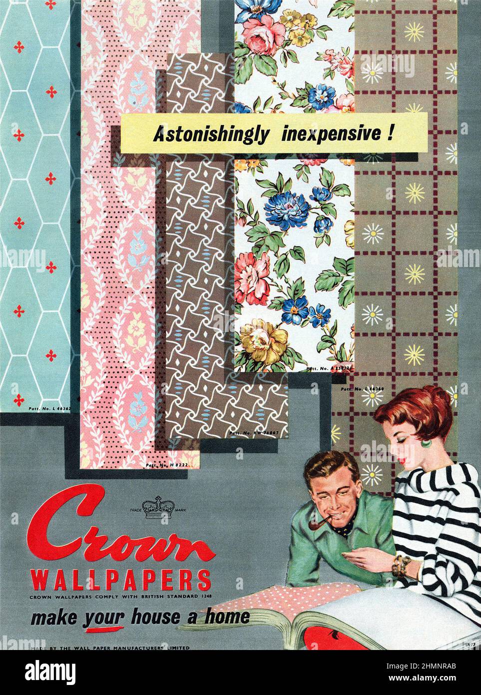 1955 Publicité britannique pour Crown Wallpapers. Banque D'Images