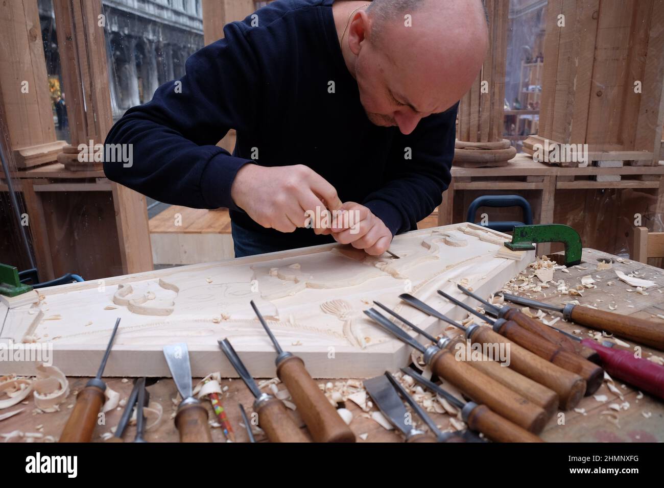 Artisan du bois au travail Banque D'Images