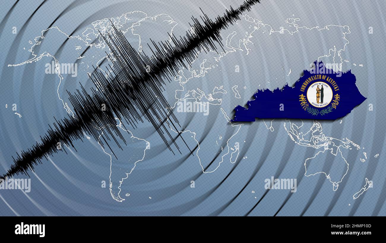 Activité sismique tremblement de terre carte du Kentucky échelle de Richter Banque D'Images