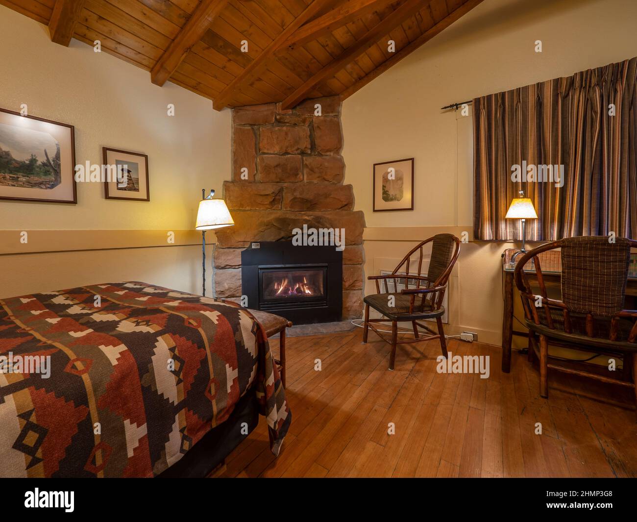 Cabine intérieure, Zion Park Lodge, parc national de Zion, Utah. Banque D'Images