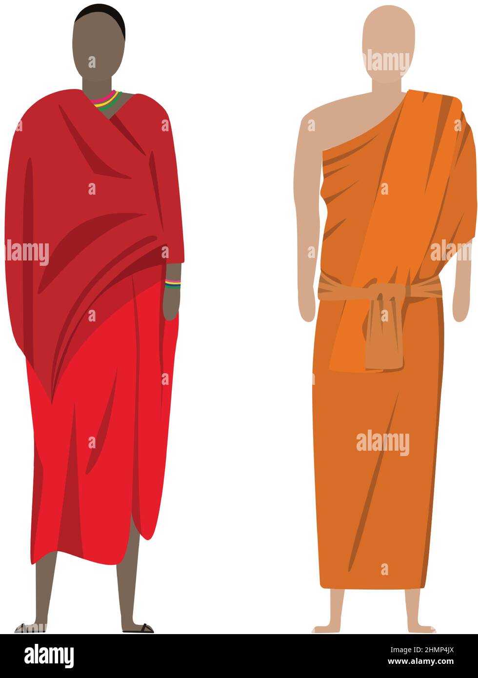Une fille et un homme dans les costumes nationaux de vacances folkloriques bouddhistes - illustration vectorielle Illustration de Vecteur
