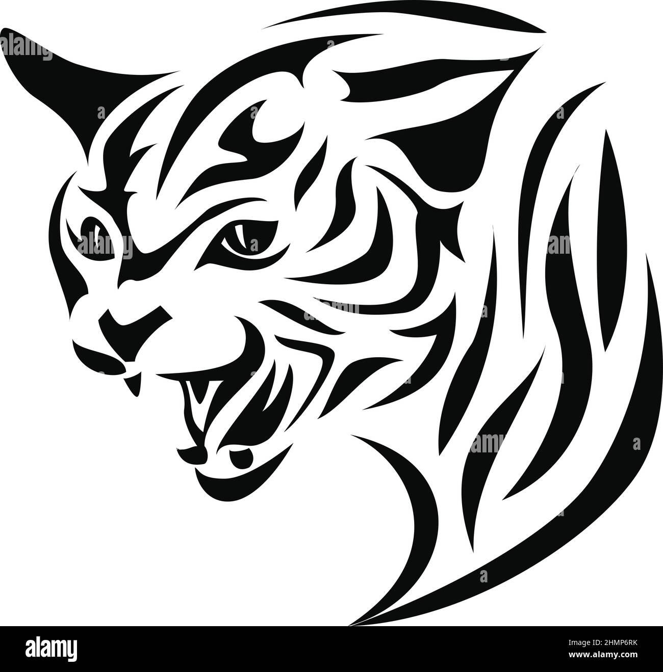Motif tatouage tribal Lynx agressif Illustration de Vecteur