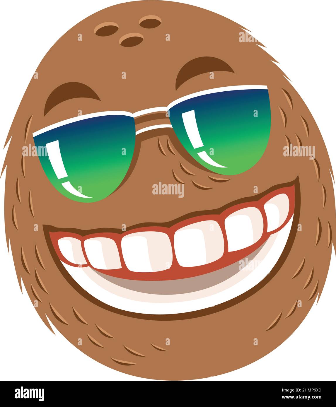 Smile de personnage de dessin animé de noix de coco avec lunettes de soleil  Summertime Image Vectorielle Stock - Alamy