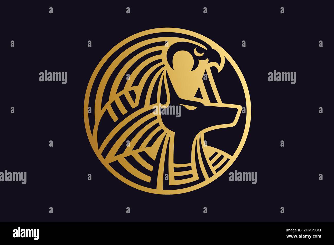 Egypt Gods Ra et Anubis logo Design Illustration de Vecteur