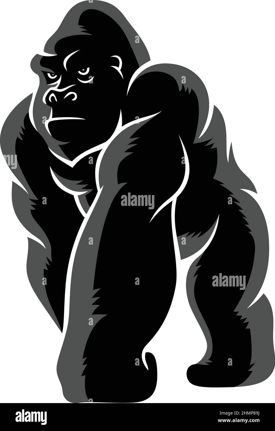 Conception simple de la grande gorille de muscle noir Illustration de Vecteur