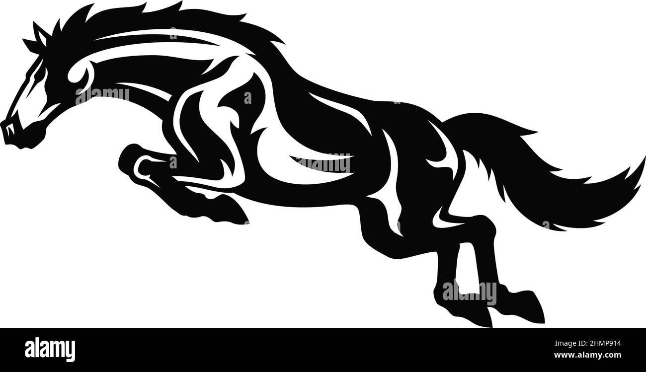 Silhouette de cheval de saut avec toutes les jambes repliées Illustration de Vecteur