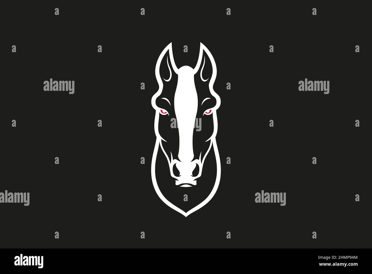 Design simple du logo Head of agressif Horse Sport Team Illustration de Vecteur