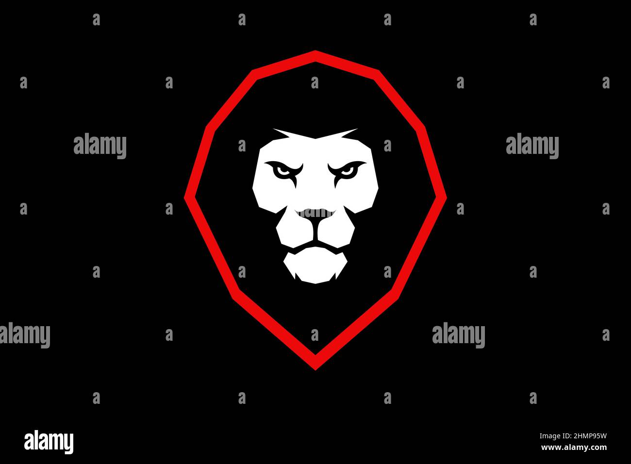Conception géométrique simple de Power Lion Head Illustration de Vecteur