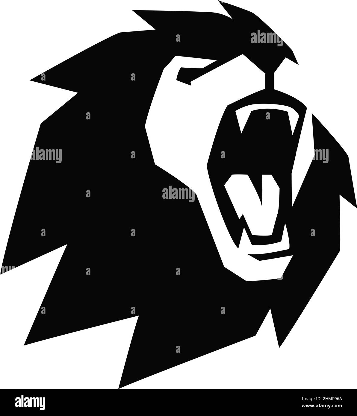 Conception géométrique simple de Head of Lion Roaring Illustration de Vecteur