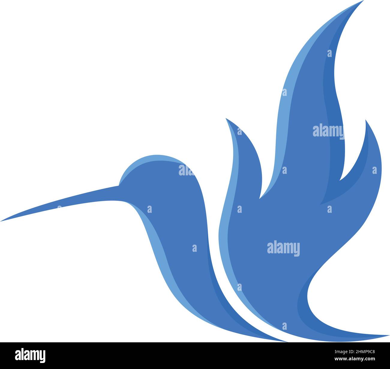 Vol d'oiseau-mouches simple avec conception de vecteur de forme de feu Illustration de Vecteur