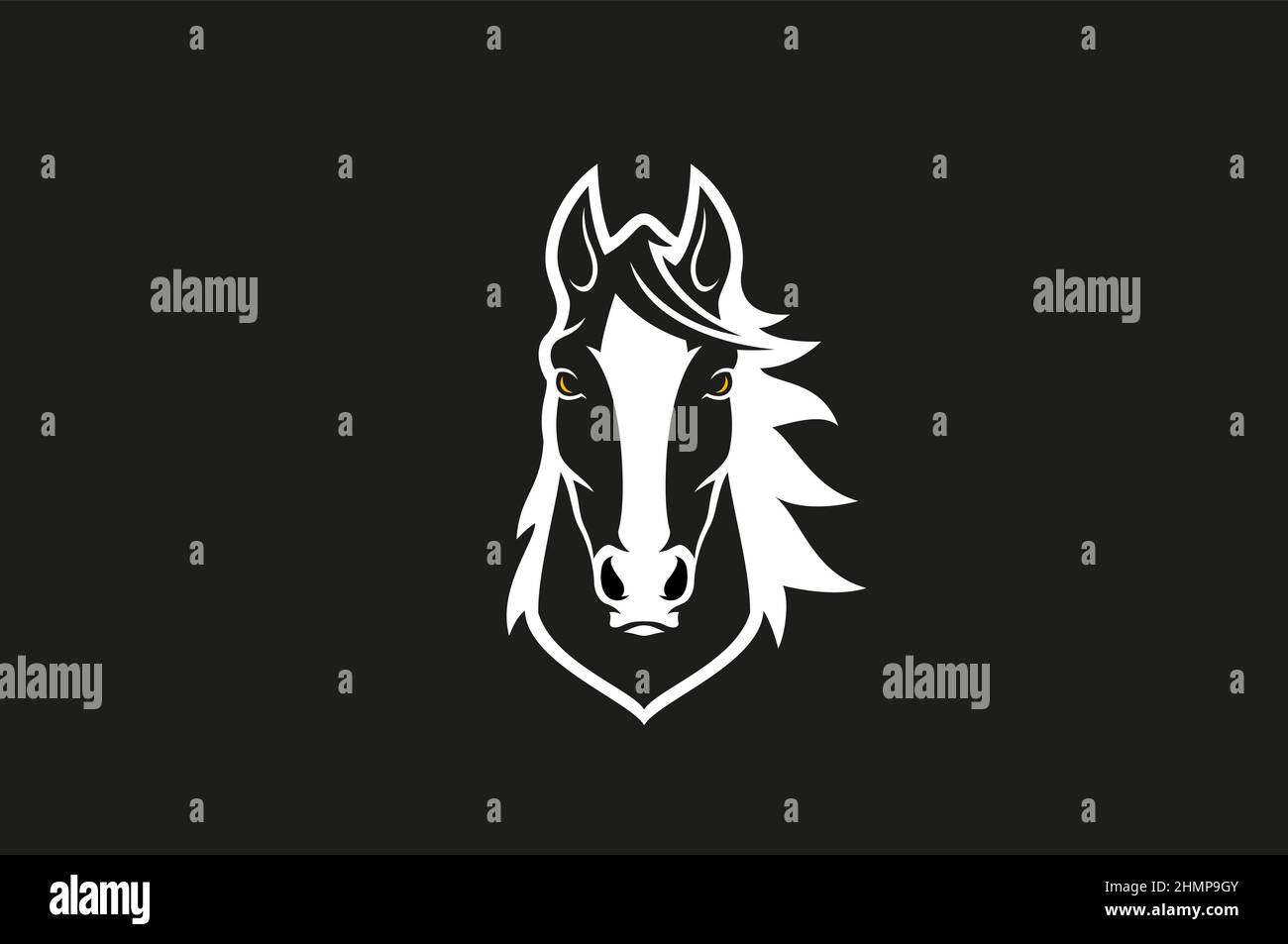 Design simple du logo Head of agressif Horse Sport Team Illustration de Vecteur