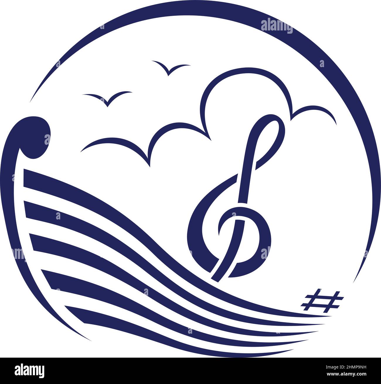 Notes de musique comme logo de voilier Illustration de Vecteur