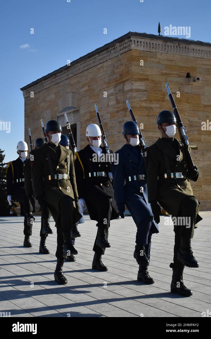 Anitkabir, Ankara (Turquie) - changement des gardes au mausolée d'Atatürk Banque D'Images