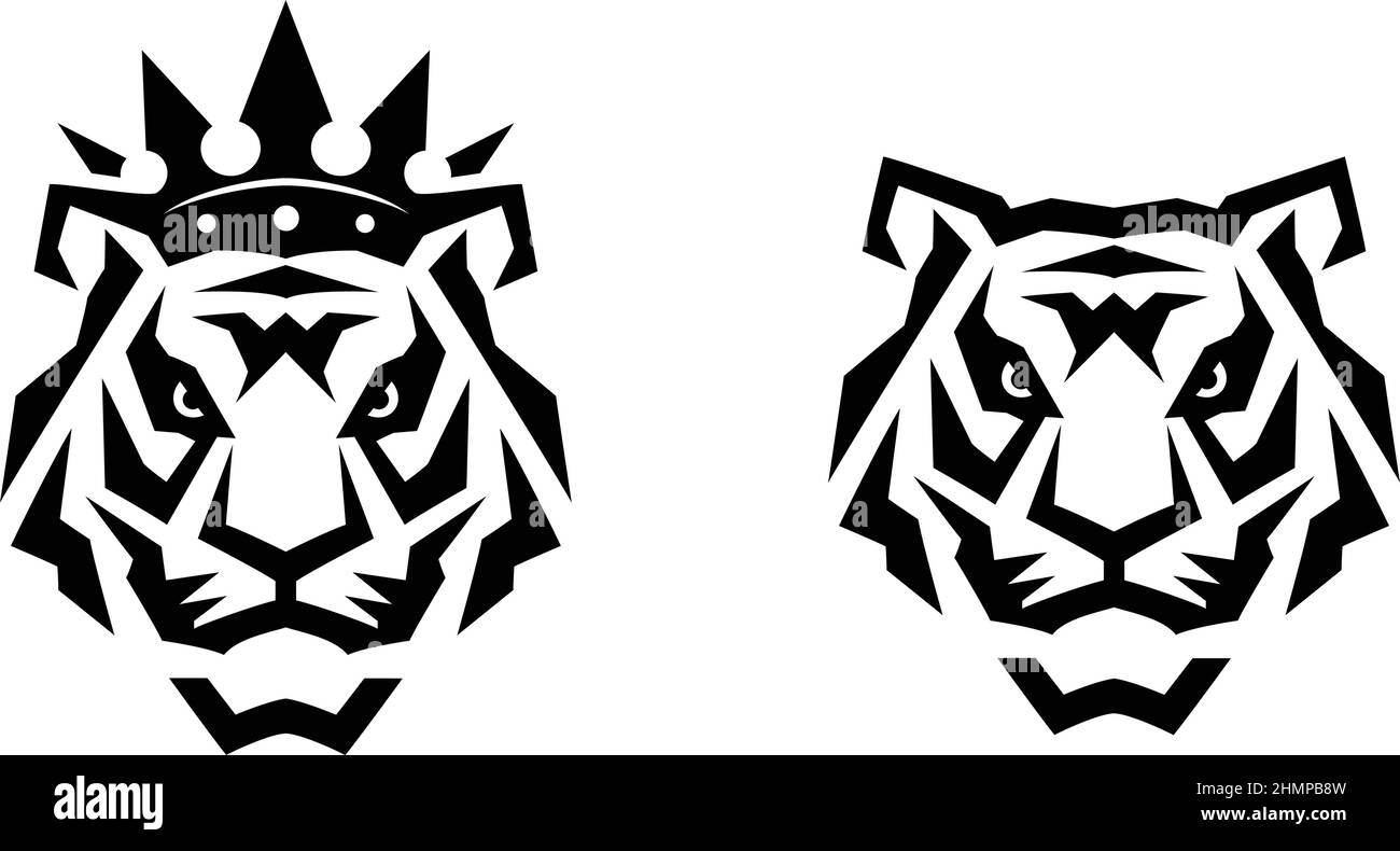 Vecteur simple de tigre avec la couronne Illustration de Vecteur
