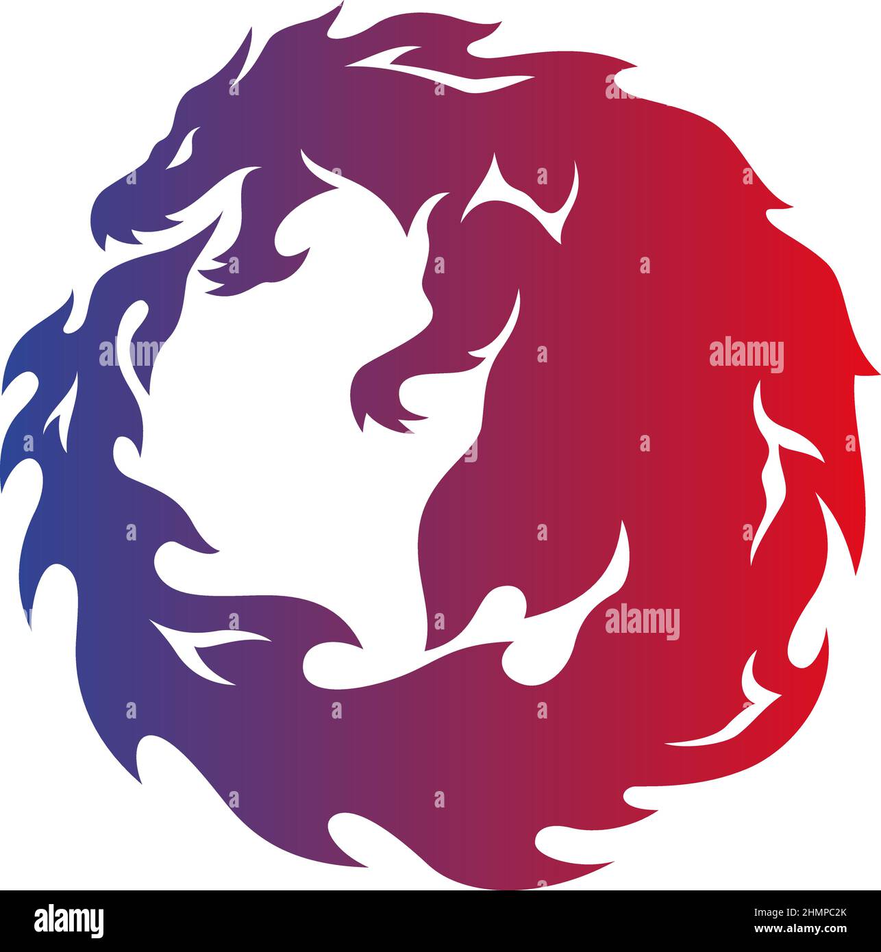 Un monstre souffle son souffle de feu fait la forme d'anneau comme le symbole de serpent d'Ouroboros Illustration de Vecteur