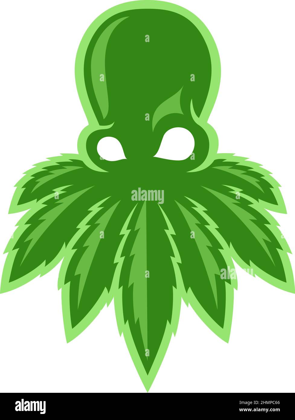 Poulpe avec tentacules comme feuille de marijuana Illustration de Vecteur