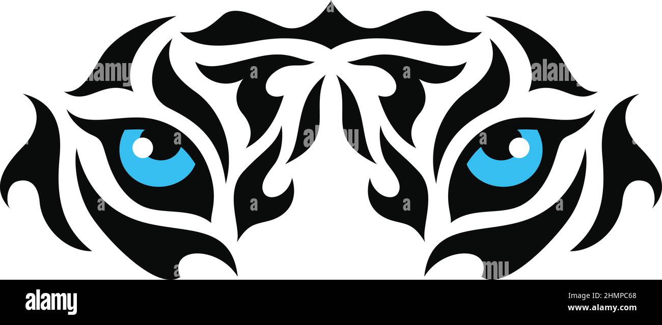 Tatouage tribal avec yeux de tigre Illustration de Vecteur