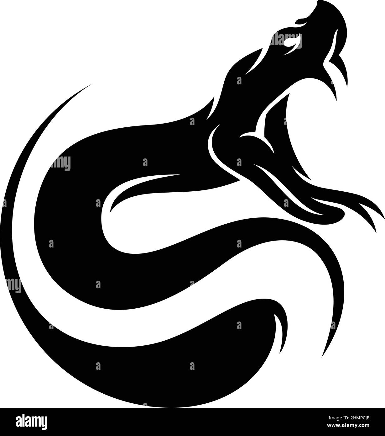 Logo Design d'Un Python Open sa bouche montre le Fang Illustration de Vecteur