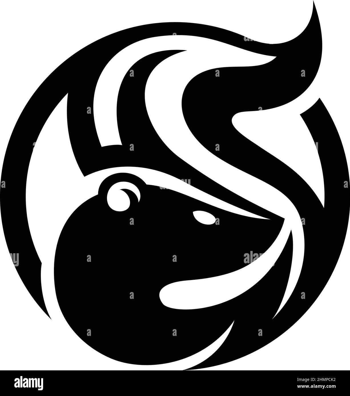 Simple Vector of Skunk avec logo lettre S Shape Illustration de Vecteur