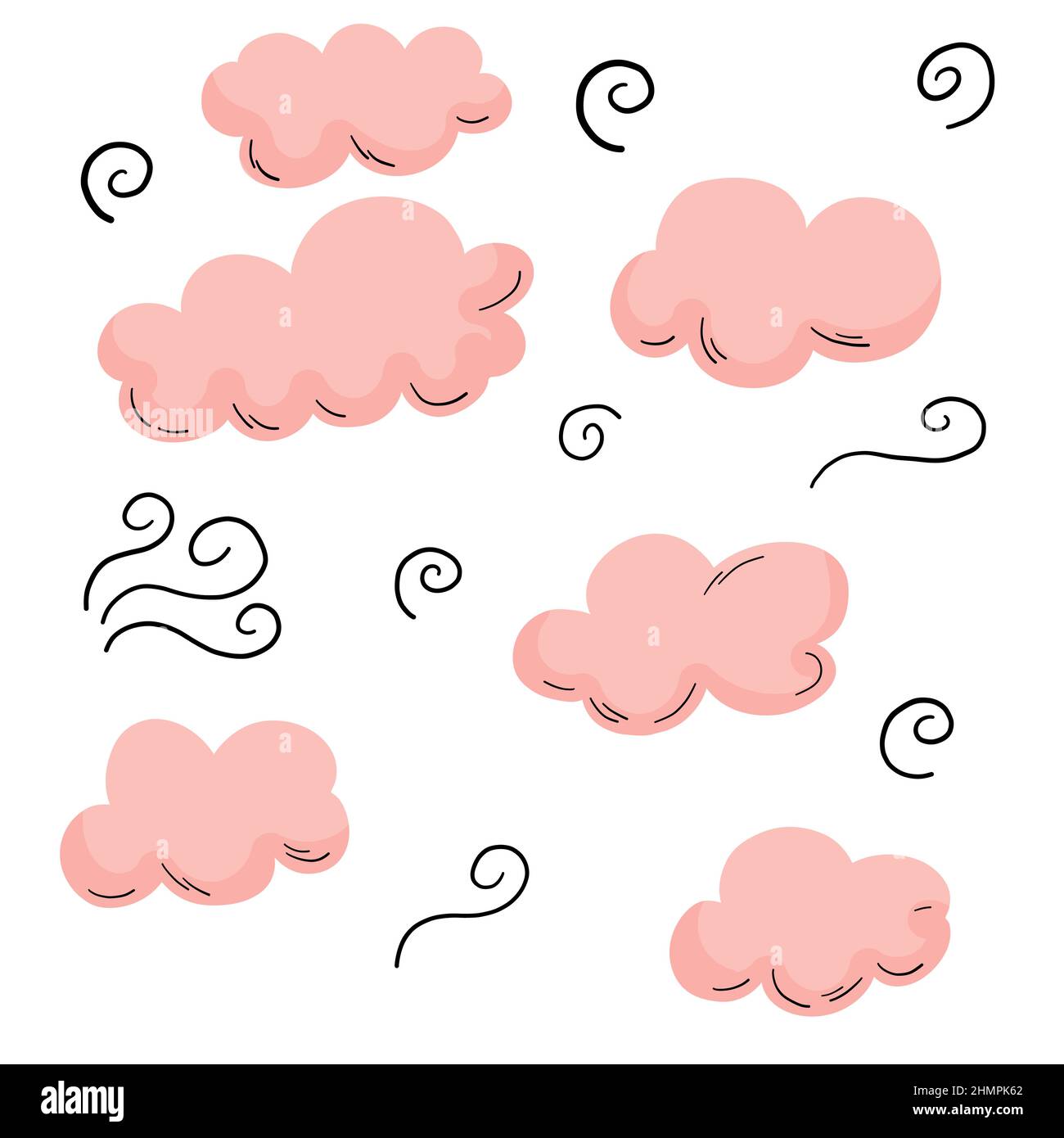 Nuages roses avec tourbillons noirs. Illustration de Vecteur