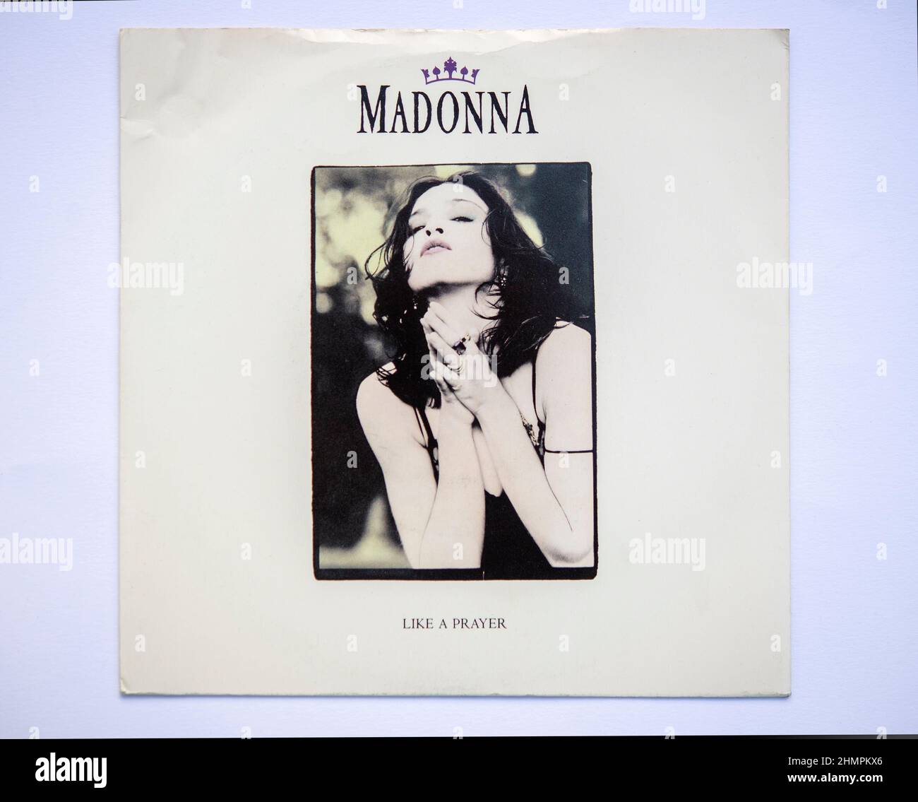 Couverture de l'image de la version simple de sept pouces de comme une prière de Madonna, qui a été publié en 1989. Banque D'Images