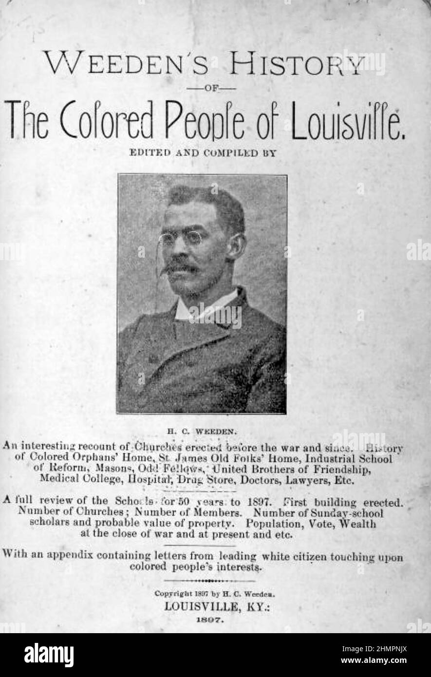 HENRY CLAY WEEDON page titre de son histoire des personnes colorées de Louisville, 1897 Banque D'Images