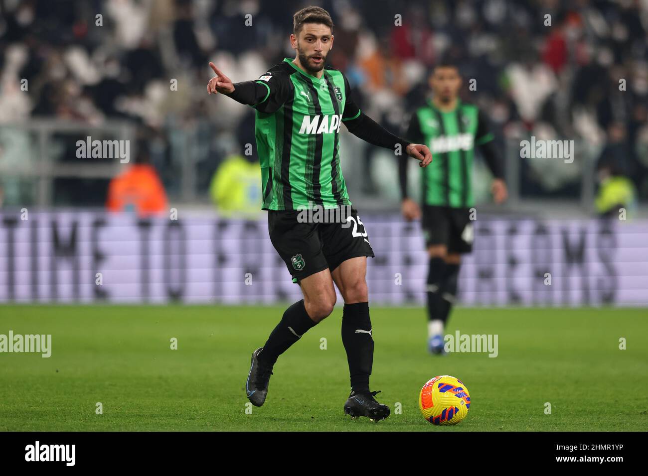 Turin, Italie, le 10th février 2022. Domenico Berardi des États-Unis Sassuolo lors du match Coppa Italia au stade Allianz, à Turin. Le crédit photo devrait se lire: Jonathan Moscrop / Sportimage Banque D'Images