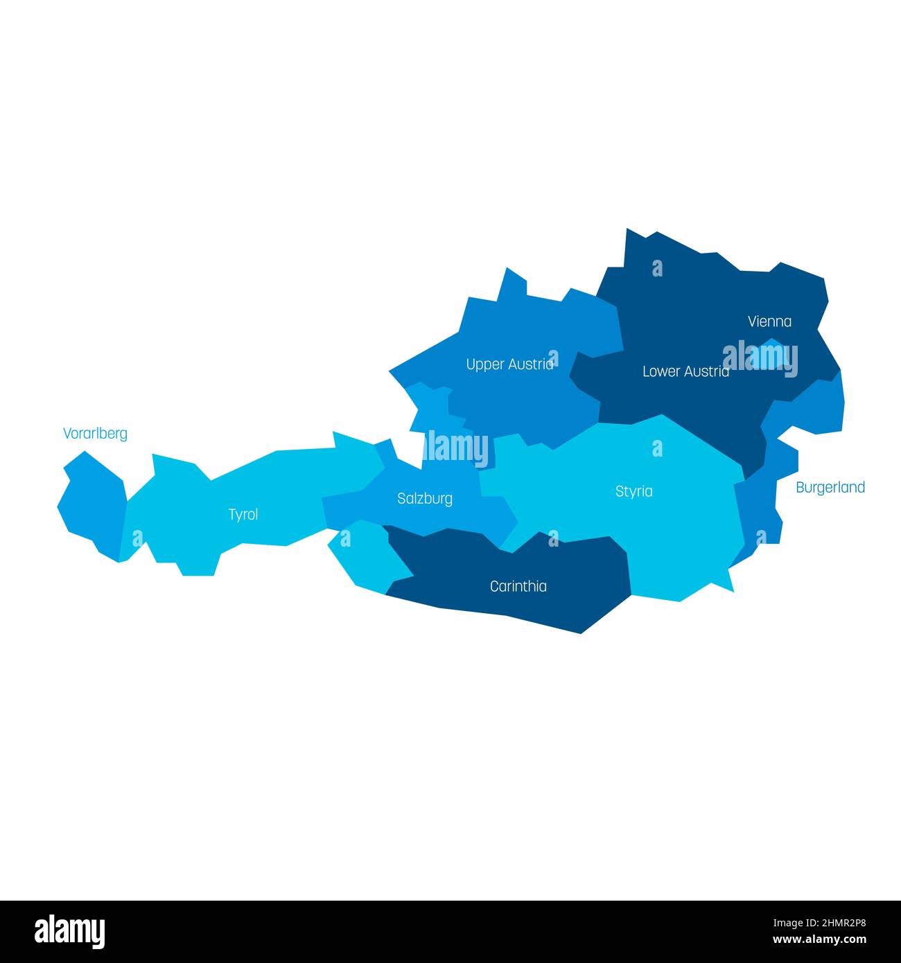 Autriche - carte administrative des Etats Illustration de Vecteur Autriche - carte administrative des Etats Illustration de Vecteur