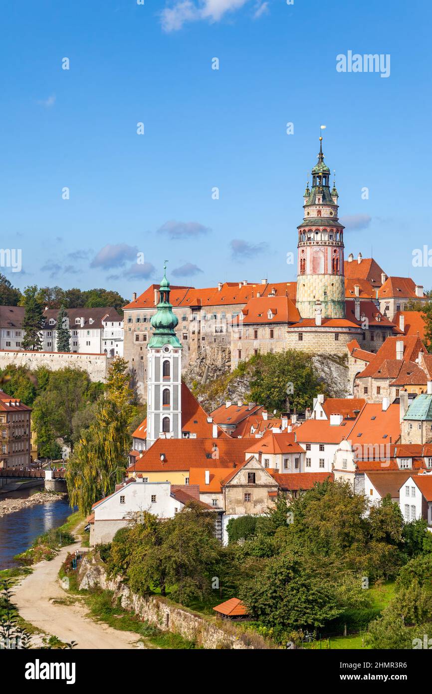 Cesky Krumlov ville en Tchéquie. Vue panoramique sur la vieille ville, paysage urbain Banque D'Images