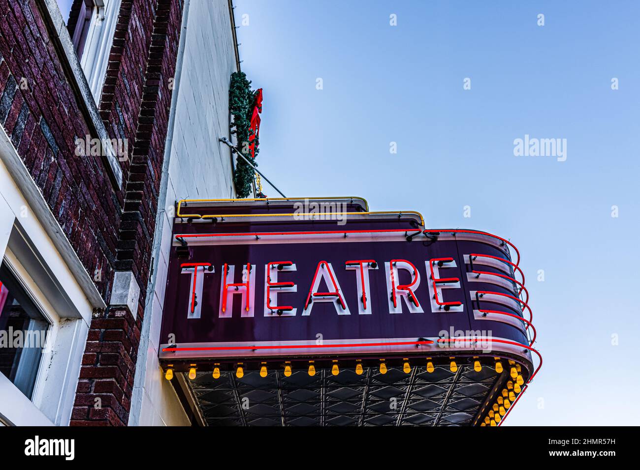 Panneau de théâtre Neon sur main Street, Franklin, Tennessee, États-Unis Banque D'Images