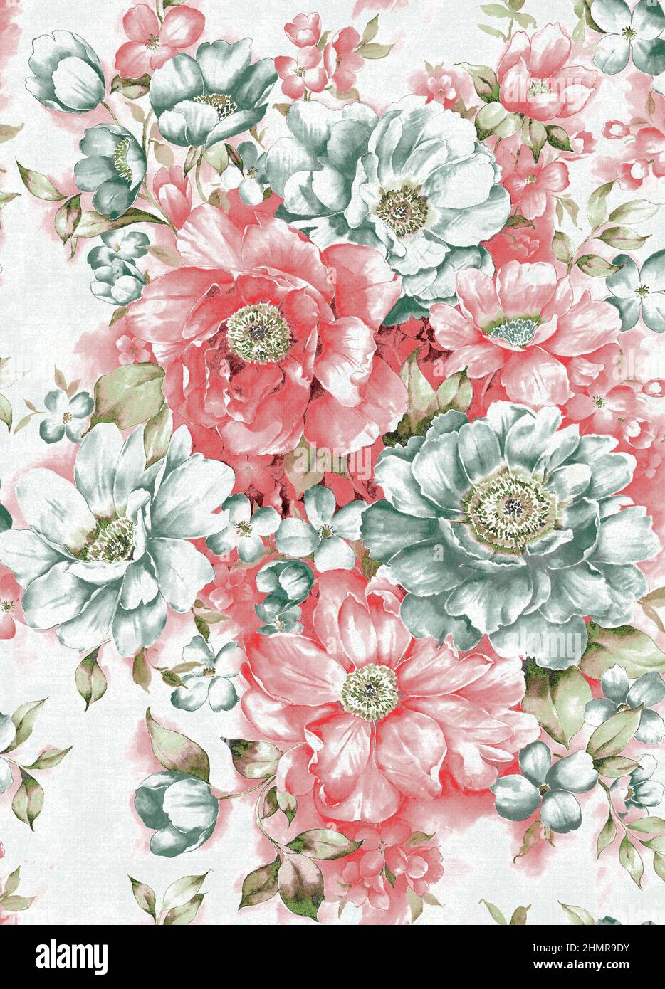 Aquarelle fleurs illustrations, Digital Print Flowers Banque D'Images