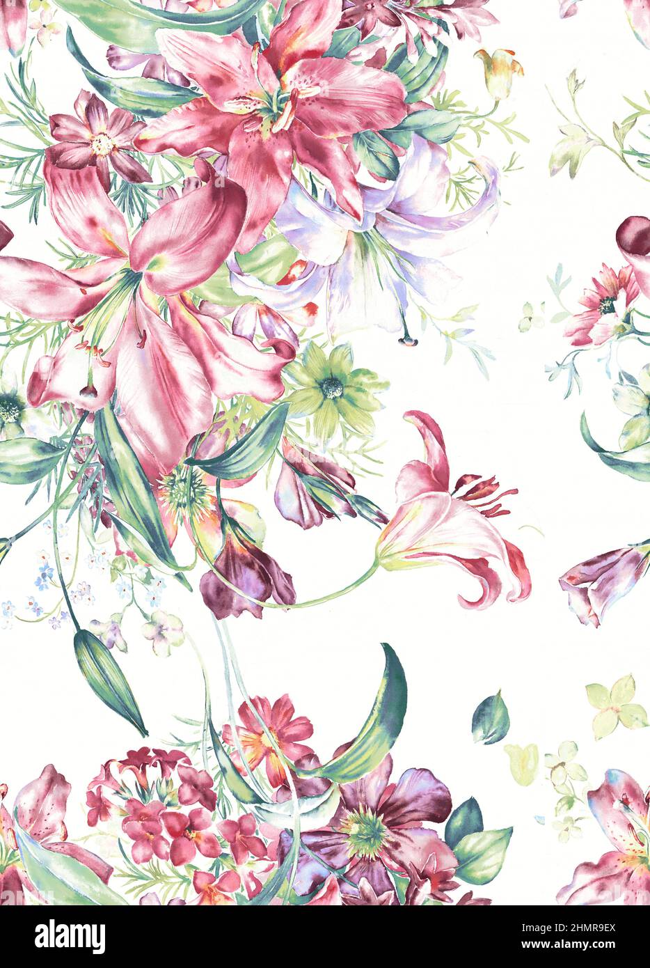 Aquarelle fleurs illustrations, Digital Print Flowers Banque D'Images