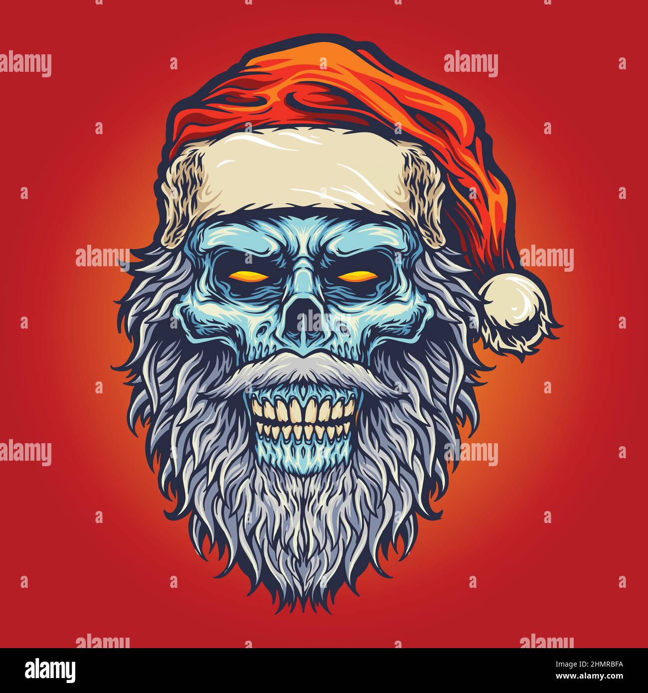 Head Angry Skull Santa Claus illustrations vectorielles de Noël pour votre travail logo, t-shirt de marchandise de mascotte, autocollants et dessins d'étiquettes, affiche Illustration de Vecteur