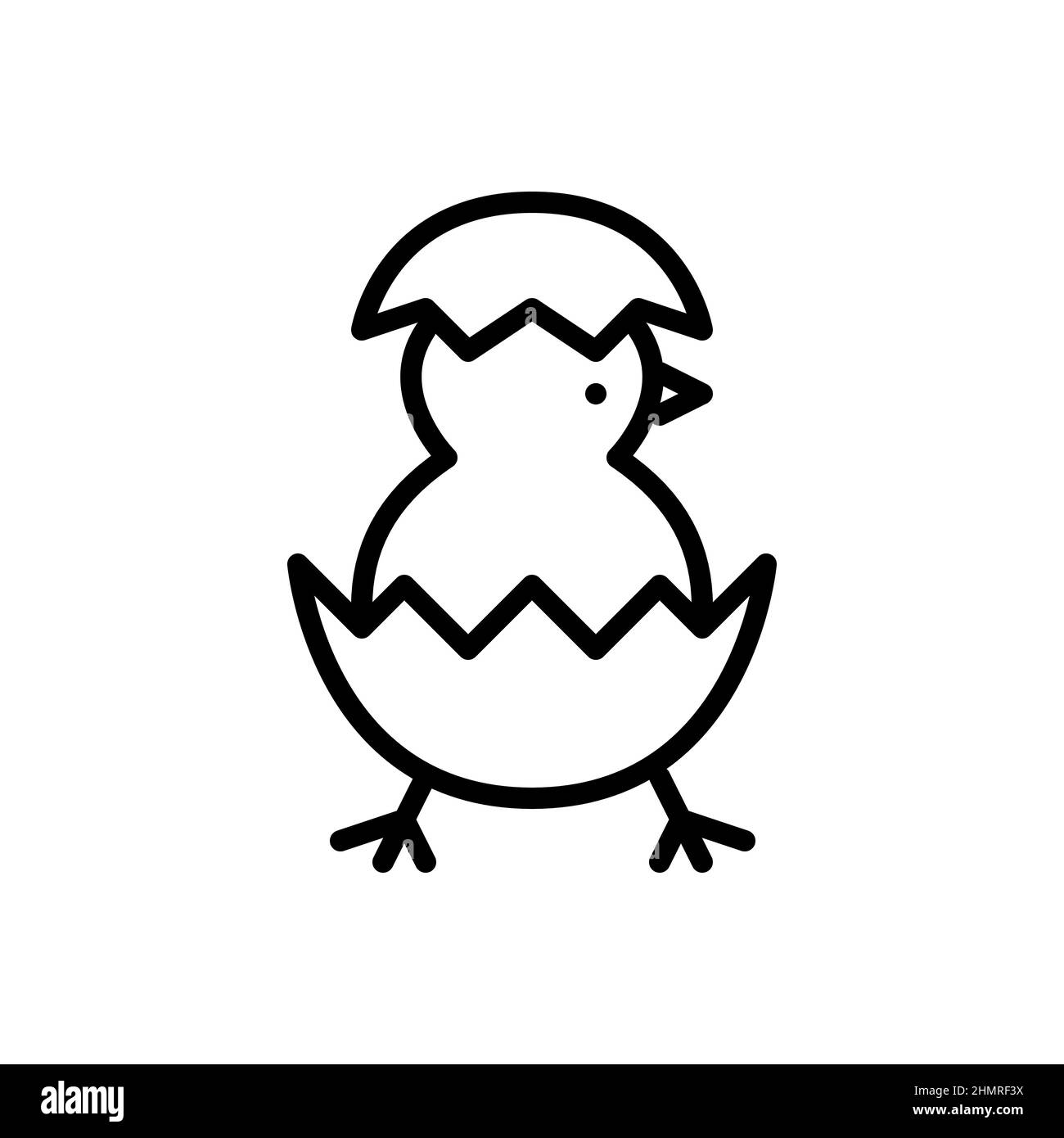 Éclosion de poulet d'un œuf. Icône animal sympa. Pixel parfait, contour modifiable Illustration de Vecteur