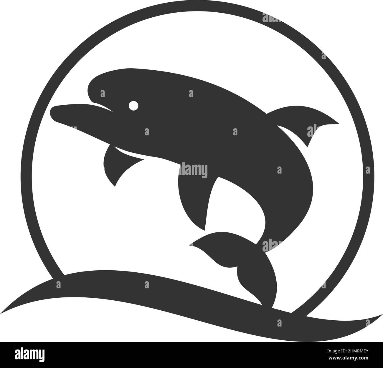 dolphin Moon Bay plage icône de la mer Illustration identité de marque Illustration de Vecteur