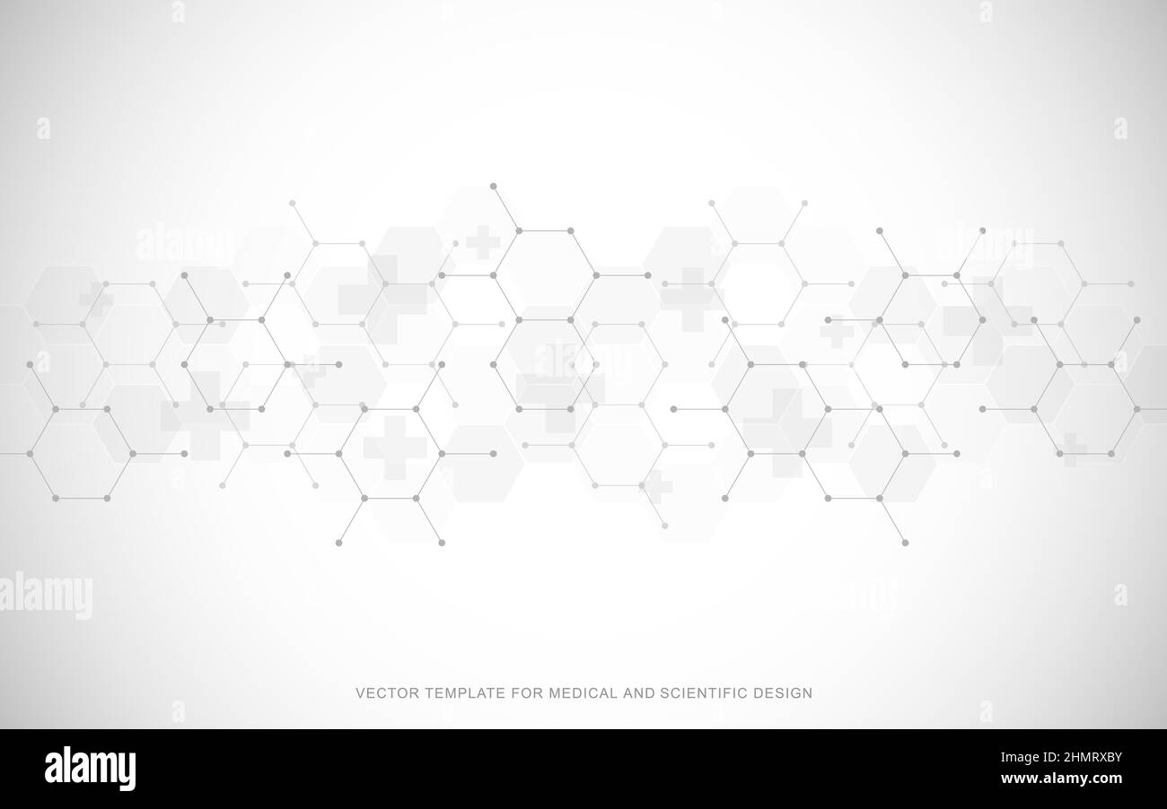 Soins de santé antécédents médicaux avec le modèle d'hexagons et des croix.Illustration vectorielle pour la conception de soins de santé et de médicaments, la fabrication de produits pharmaceutiques Illustration de Vecteur