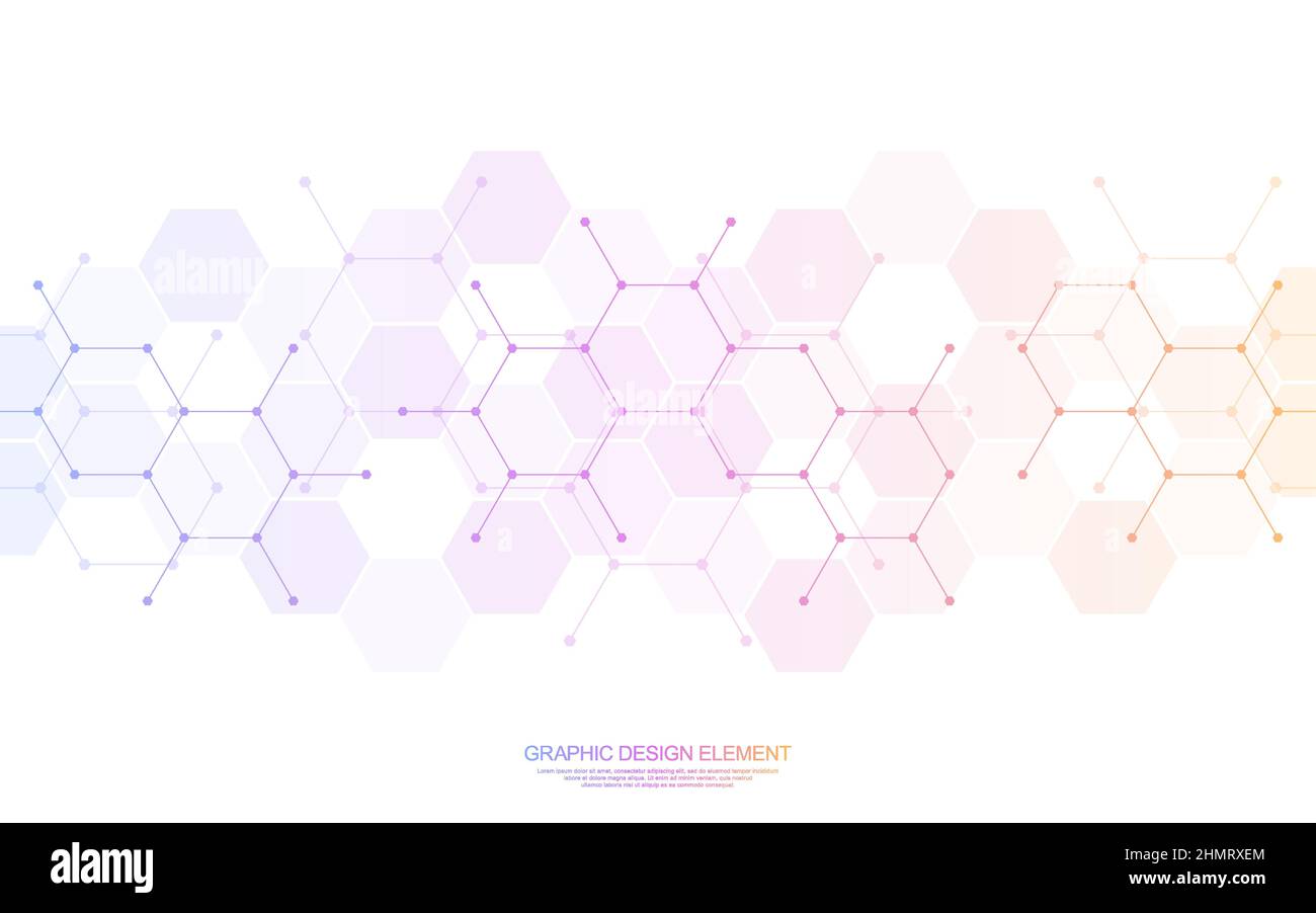 Résumé historique de la structure des hexagons et du génie chimique, de la recherche génétique, de la structure moléculaire.Illustration vectorielle de la technologie d'innovation Illustration de Vecteur