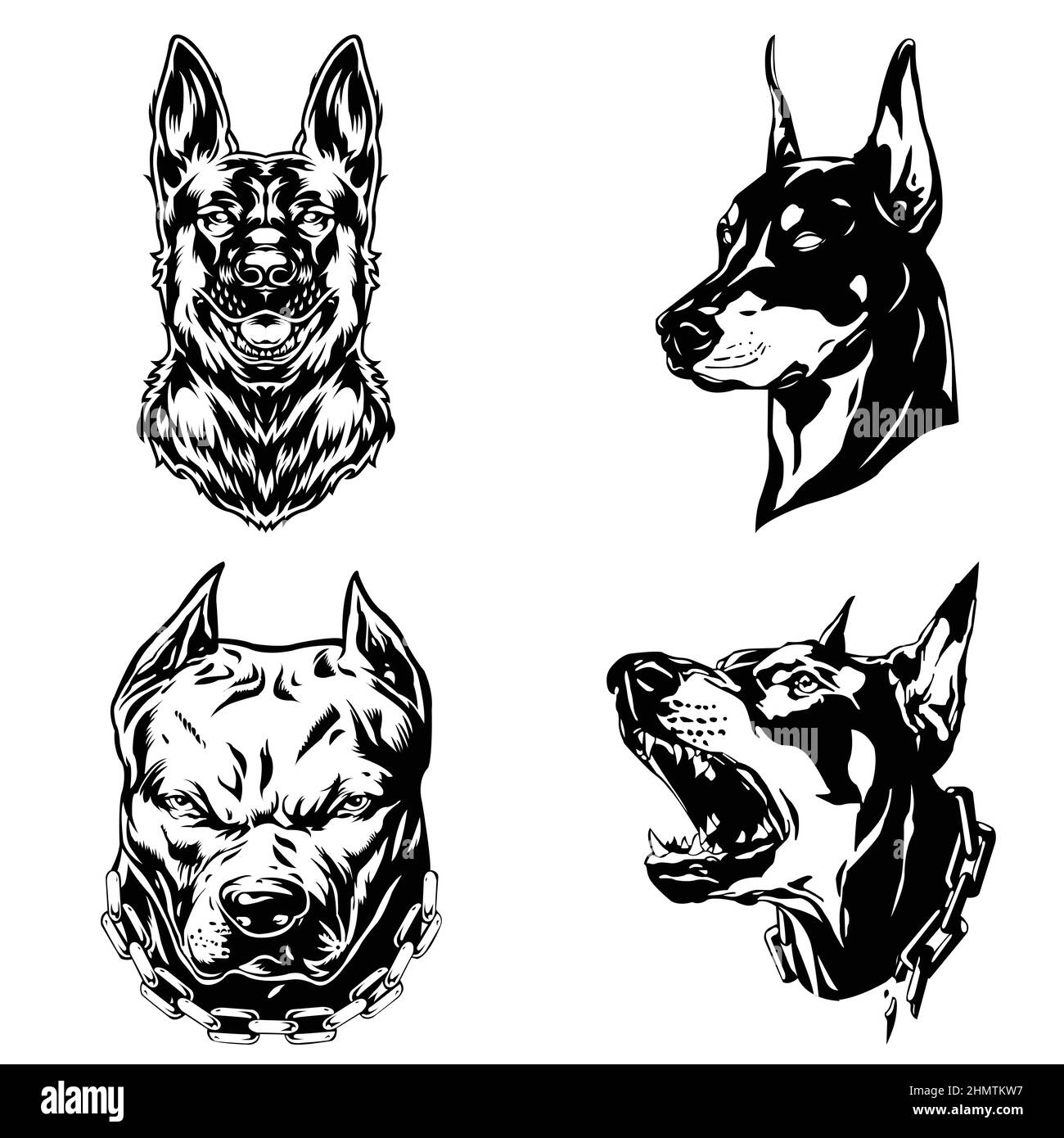 Silhouette de chiens Vector sur fond blanc Illustration de Vecteur