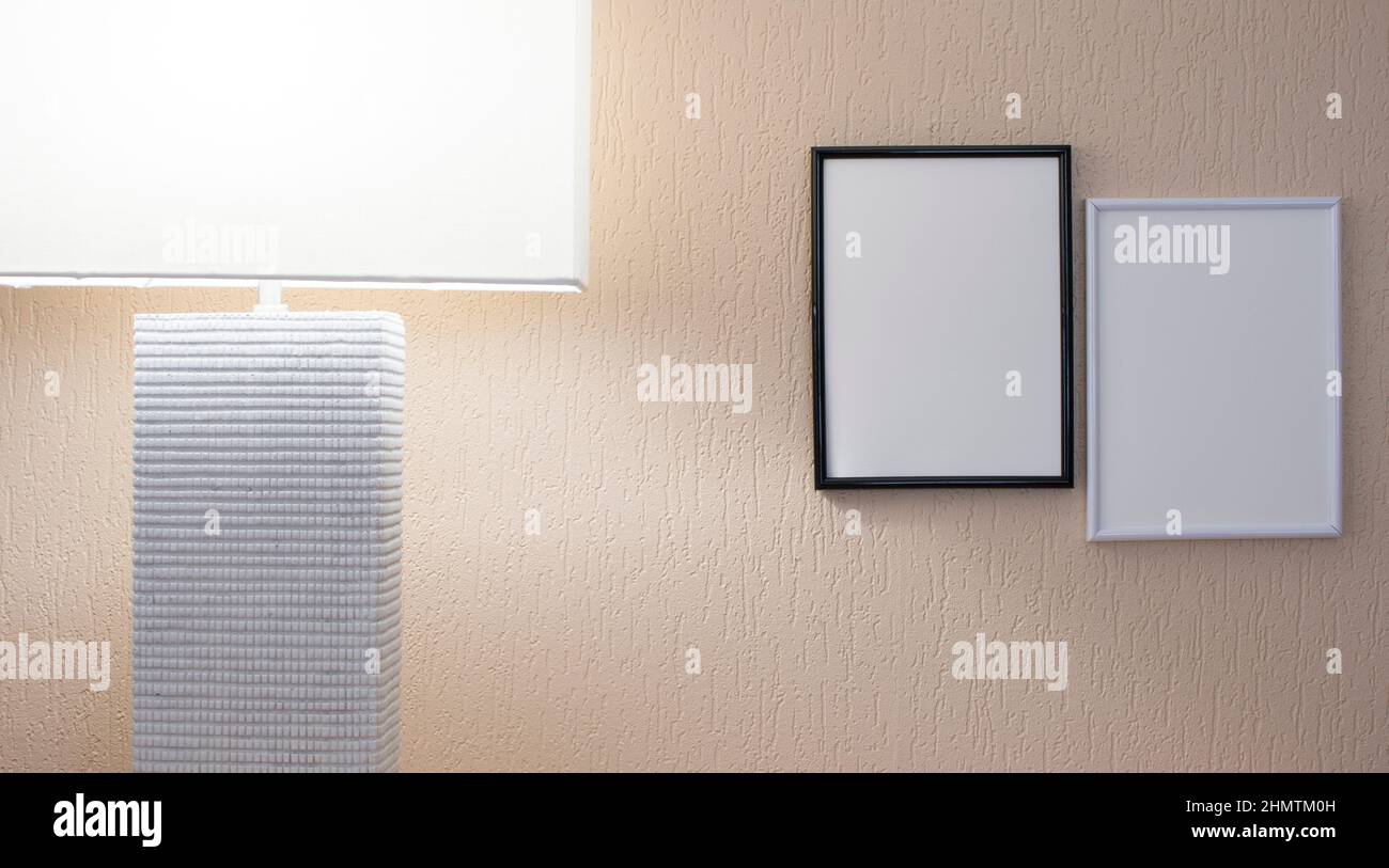 Modèle de cadre photo avec espace vide pour les logos, inscription publicitaire. Banque D'Images