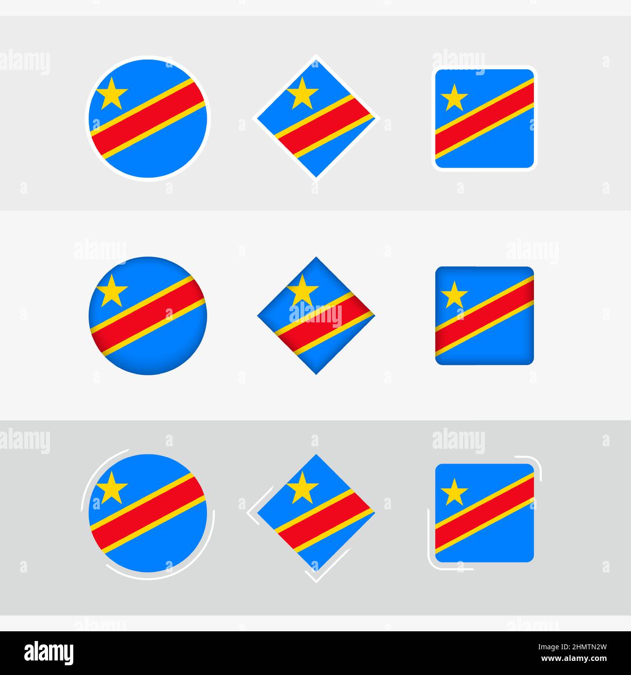 Ensemble d'icônes de drapeau de la RD Congo, drapeau vectoriel de la RD Congo. Trois versions d'ICON. Illustration de Vecteur