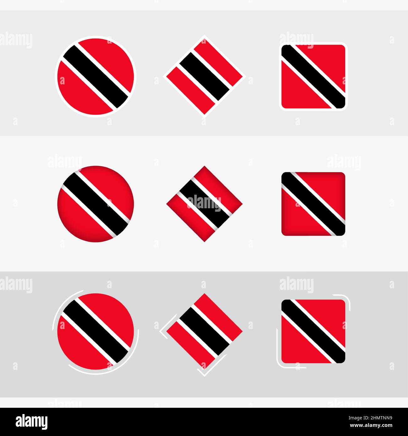 Ensemble d'icônes drapeau de Trinité-et-Tobago, drapeau vectoriel de Trinité-et-Tobago. Trois versions d'ICON. Illustration de Vecteur