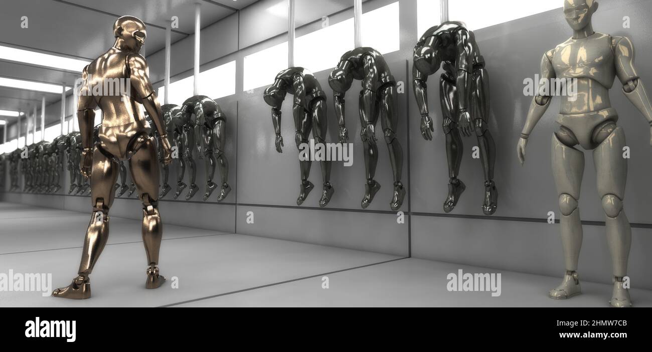 3D render. Silhouettes humanoïdes clonage Banque D'Images