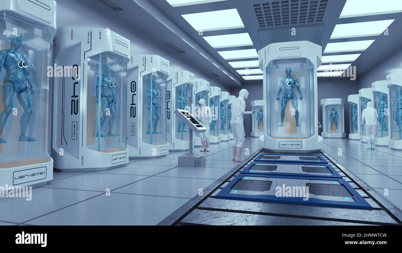 3D render. Silhouettes humanoïdes clonage Banque D'Images