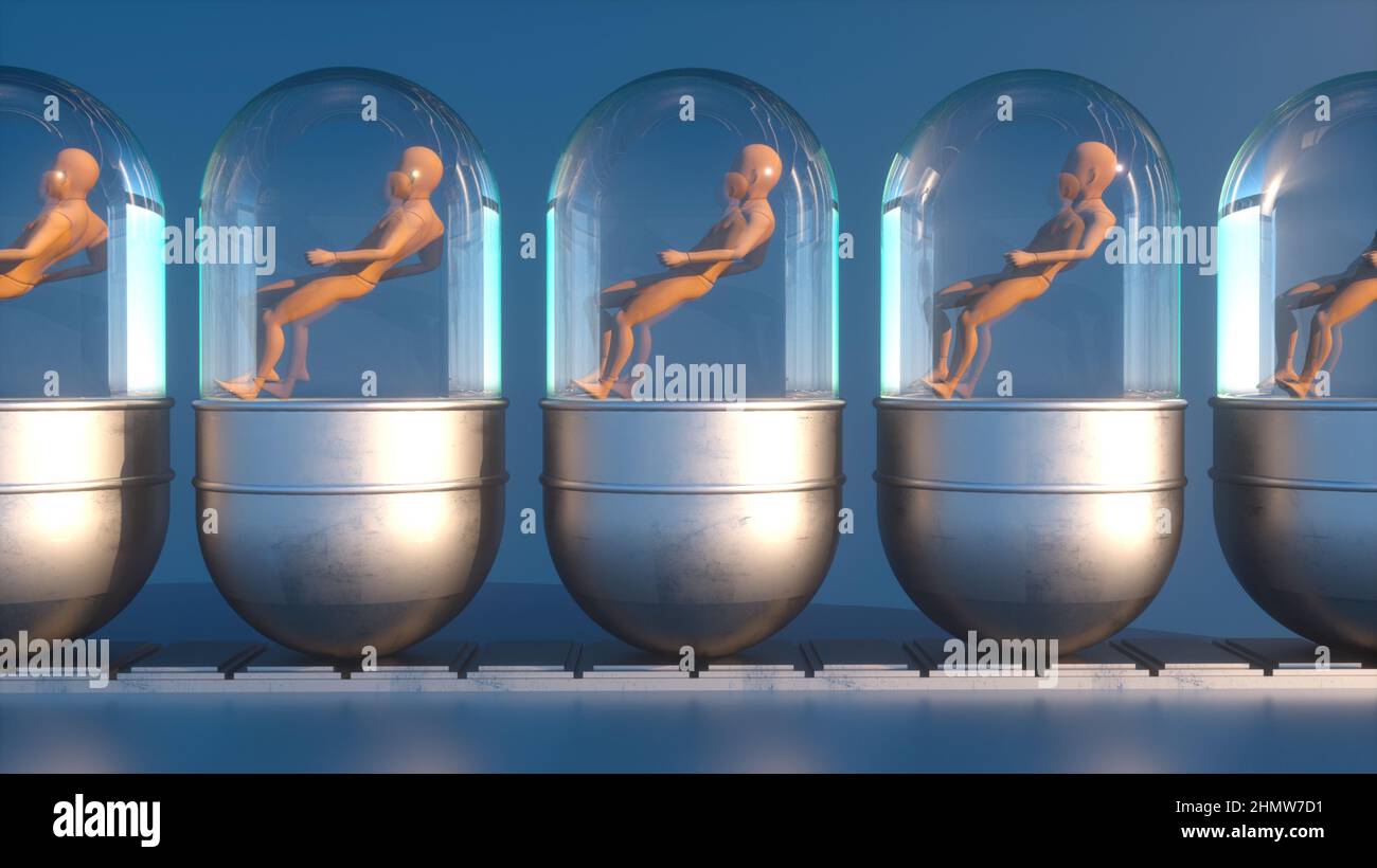 3D render. Silhouettes humanoïdes clonage Banque D'Images