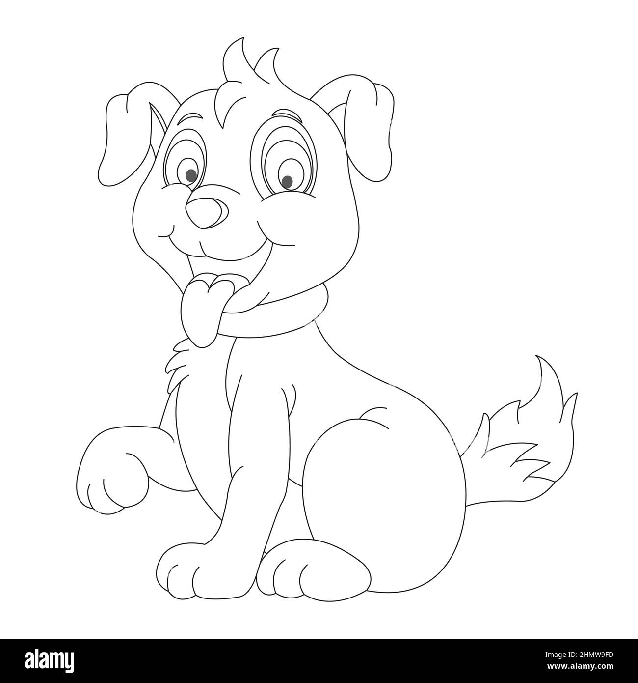 Mignon chiot chien contour page de coloriage pour enfants animal page de coloriage dessin animé illustration vectorielle Illustration de Vecteur