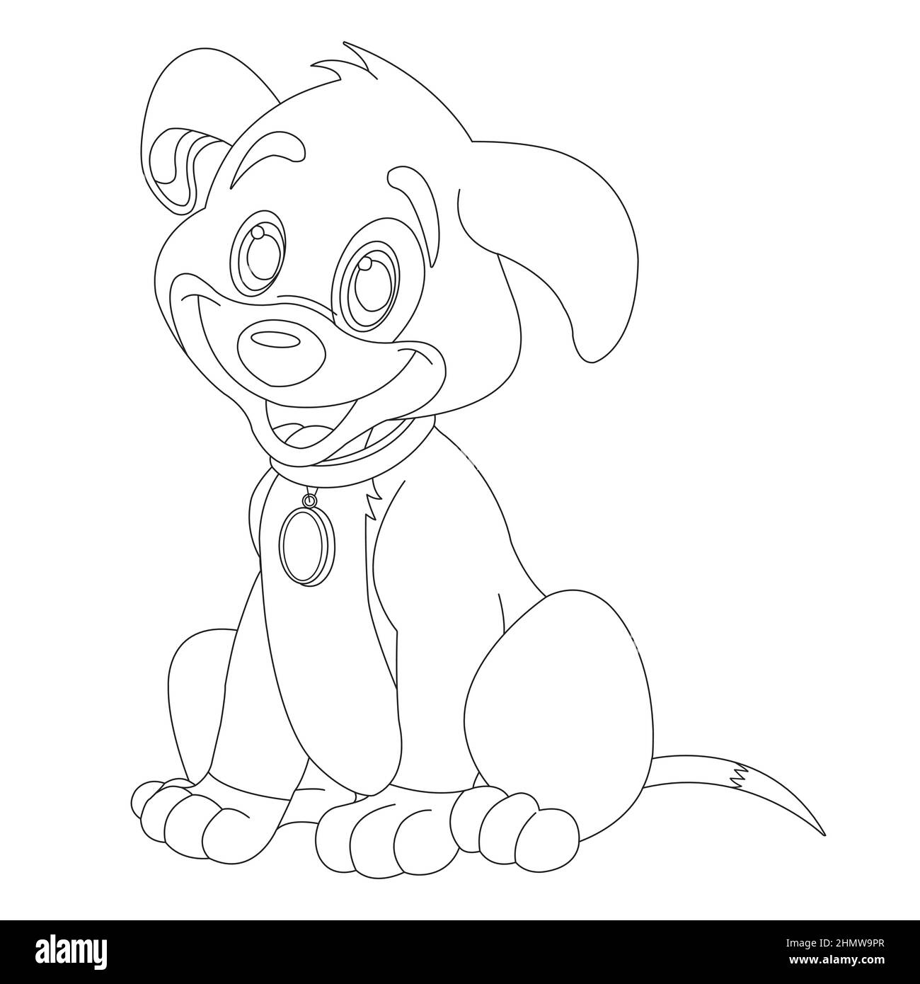 Mignon chiot chien contour page de coloriage pour enfants animal page de coloriage dessin animé illustration vectorielle Illustration de Vecteur