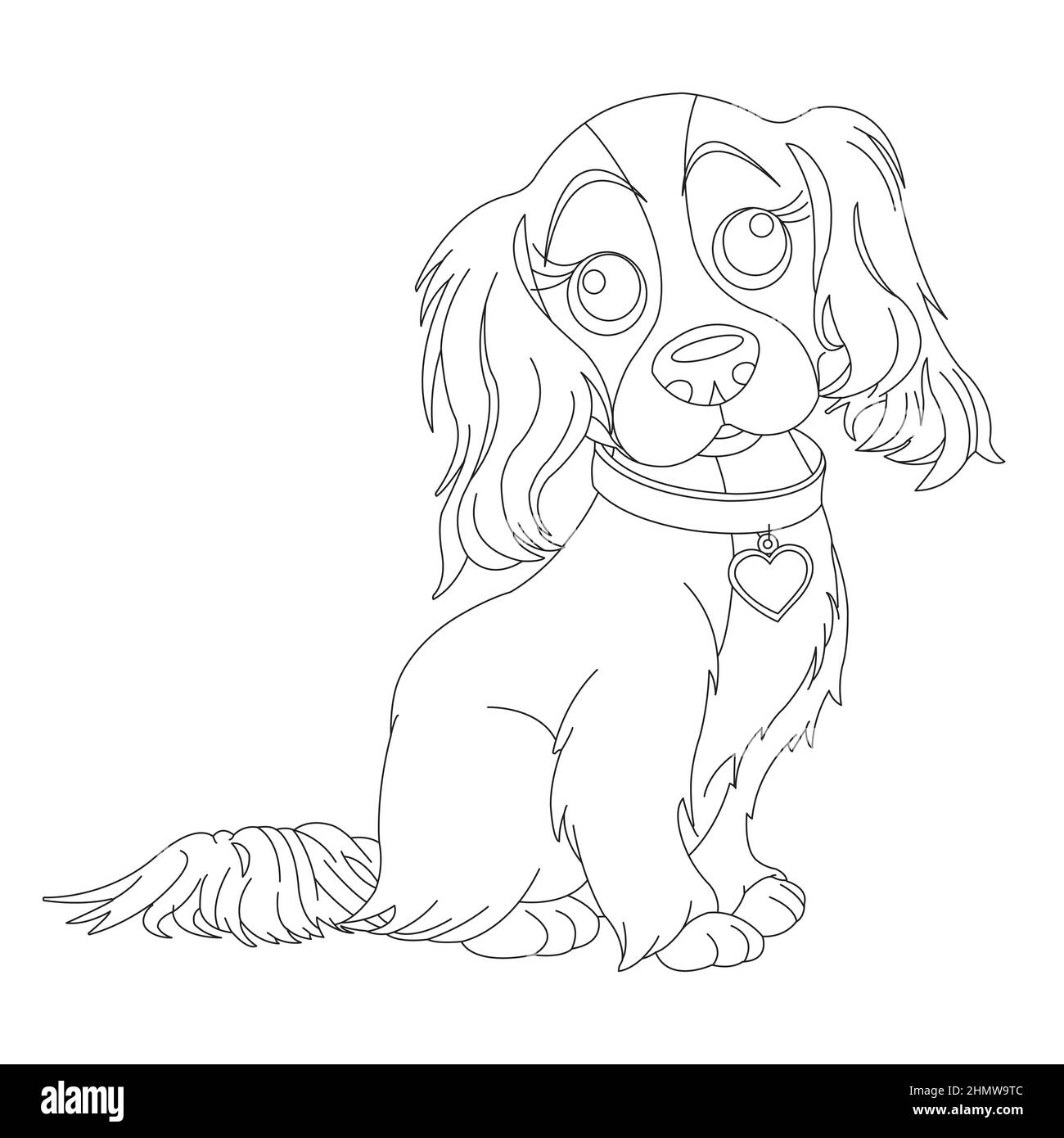 Mignon chiot chien contour page de coloriage pour enfants animal page de coloriage dessin animé illustration vectorielle Illustration de Vecteur