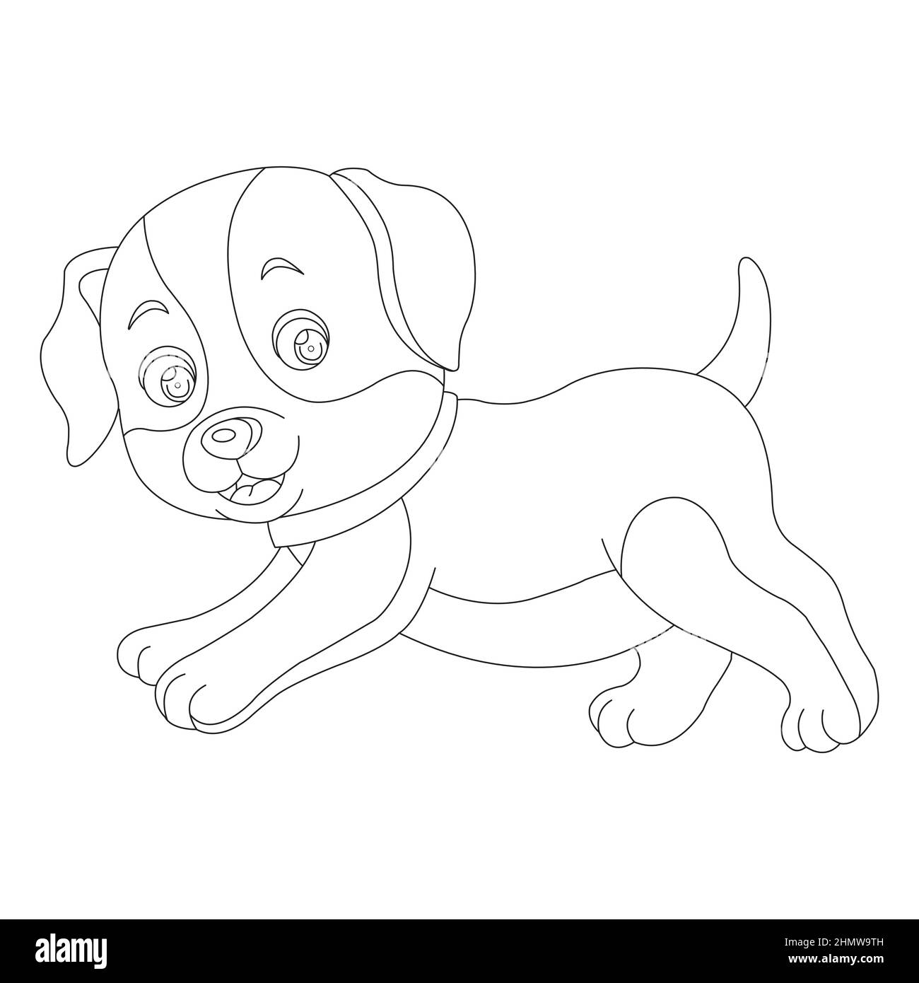 Mignon chiot chien contour page de coloriage pour enfants animal page de coloriage dessin animé illustration vectorielle Illustration de Vecteur